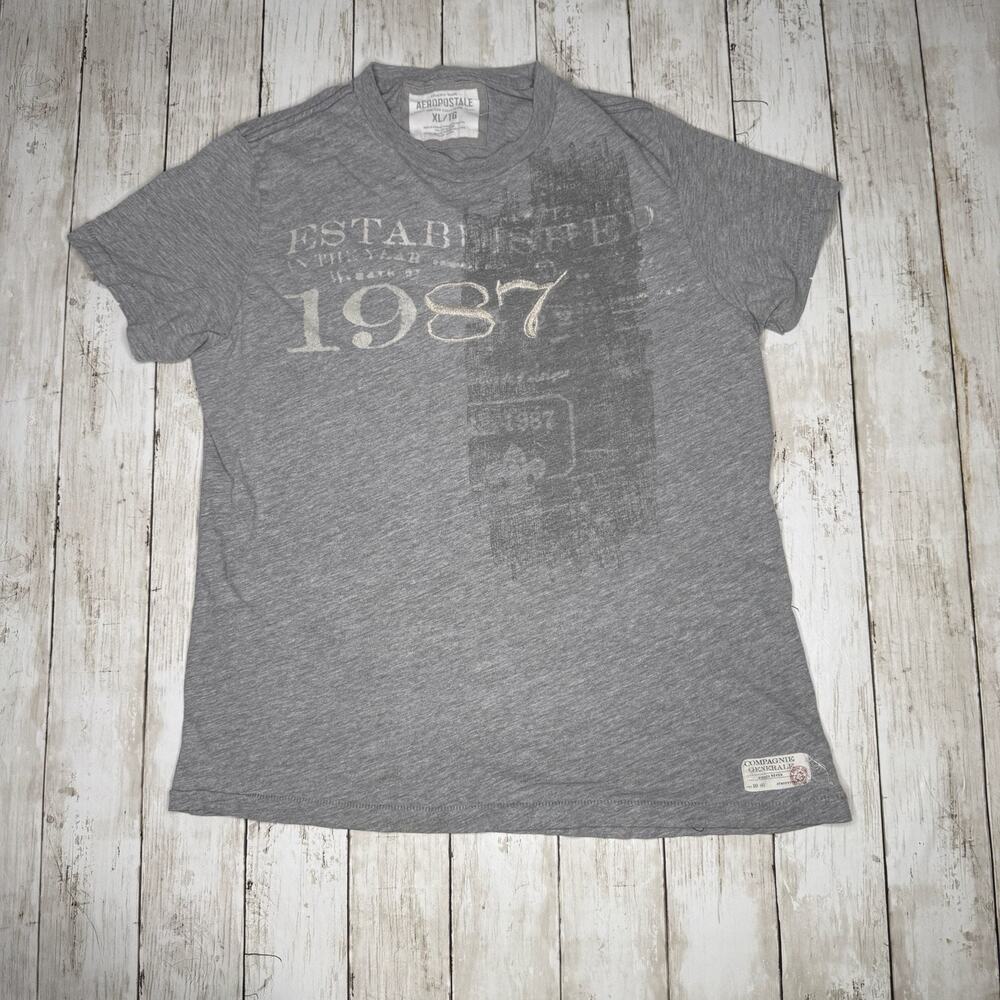 Aeropostale Established 1987 Heather Gray Graphic T-Shirt Men's XL